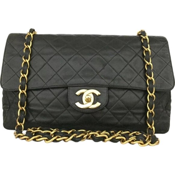 2822030AU (X6) Chanel Shoulder Bag Quilted Matelasse CC Logo Black Lambskin - Picture 1 of 13